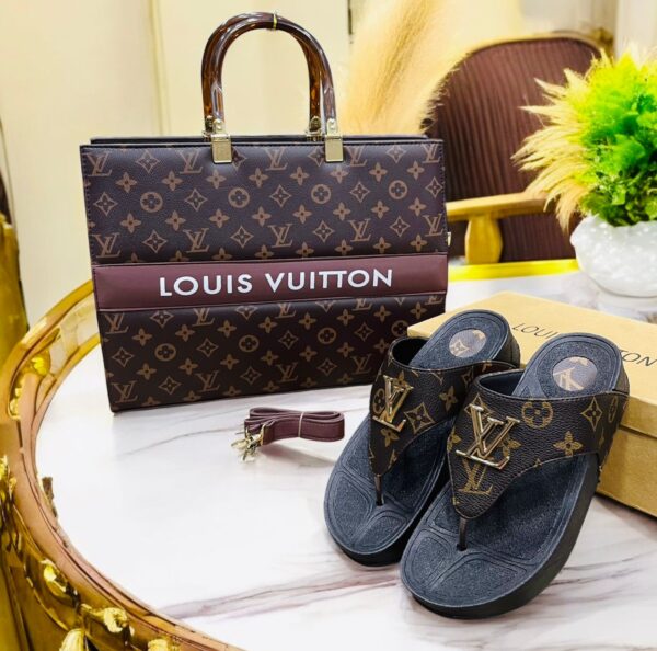 LOUIS VUITTON LV LOCK IT SLIPPER + LOUIS VUITTON LV HAND BAG