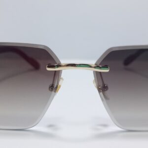 Premium Rimless Square Sunglasses | Maroon Gold Frame | UV400 Polarized Lens | Luxury Designer Inspired Eyewear for Men Women