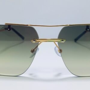 Premium Oversized Rimless Square Sunglasses | Gold Metal Frame | Green Gradient Lens | UV400 Protection | Luxury Designer Inspired Eyewear for Men Women