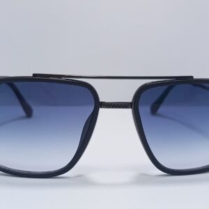 Premium Luxury Square Aviator Sunglasses | Matte Black Metal Frame | Blue Gradient Lens | UV400 Protection | Bold Designer Inspired Eyewear for Men