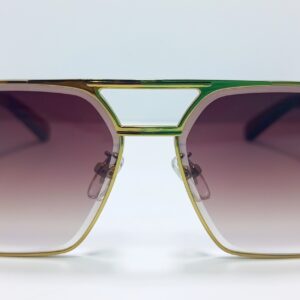 Premium Geometric Aviator Sunglasses | Gold Metal Frame | Brown Gradient Lens | UV400 Protection | Luxury Designer Inspired Eyewear for Men Women