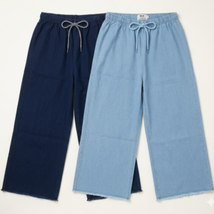 girls denim cargo pants | elastic waist | side pockets