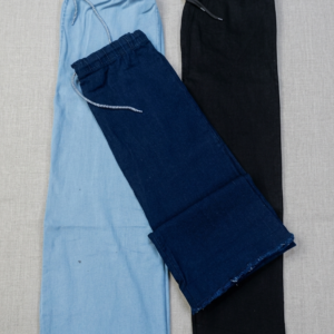 girls denim cargo pants | elastic waist | side pockets