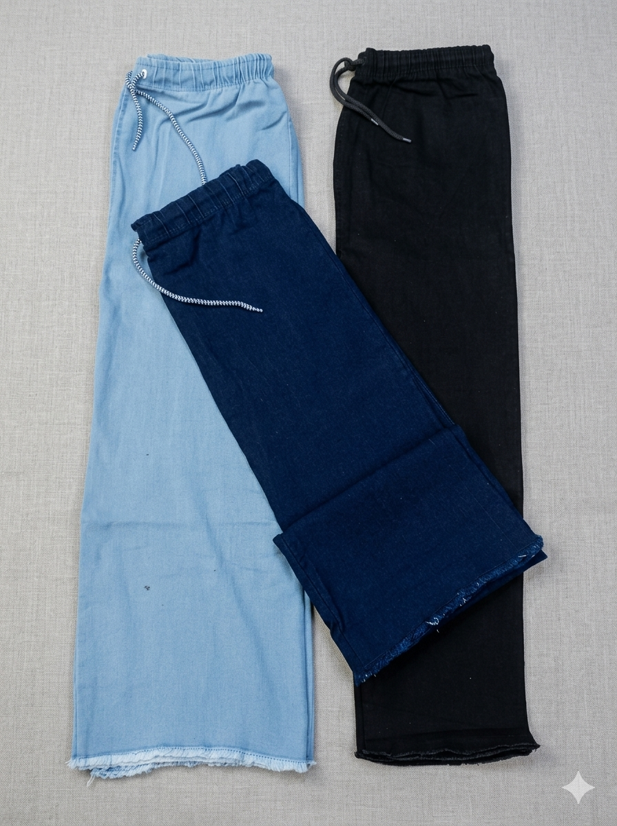 girls denim cargo pants | elastic waist | side pockets girls denim cargo pants | elastic waist | side pockets